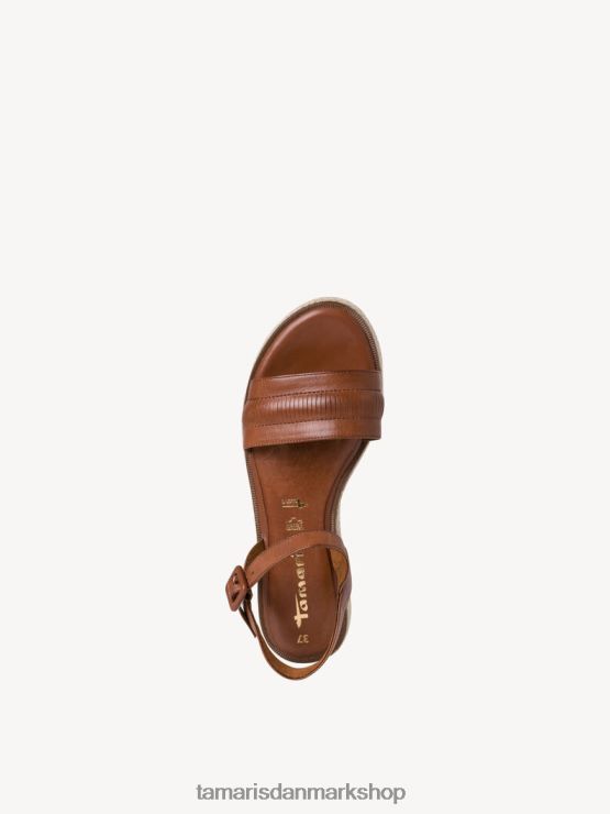 Tamaris Kvinder sandal med læderhælede - brun/cognac XVXV8T1760 sko