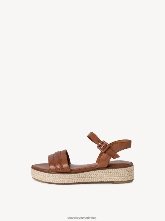Tamaris Kvinder sandal med læderhælede - brun/cognac XVXV8T1760 sko