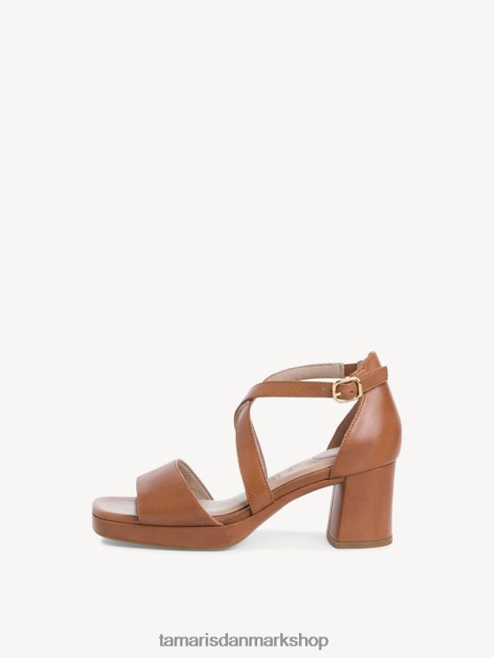 Tamaris Kvinder sandal med læderhælede - brun/cognac XVXV8T1796 sko