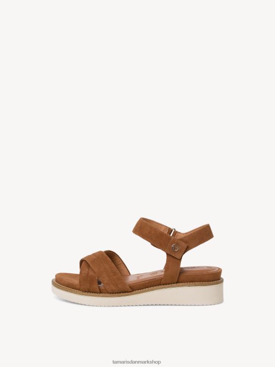 Tamaris Kvinder sandal med læderhælede - brun/cognac XVXV8T1870 sko