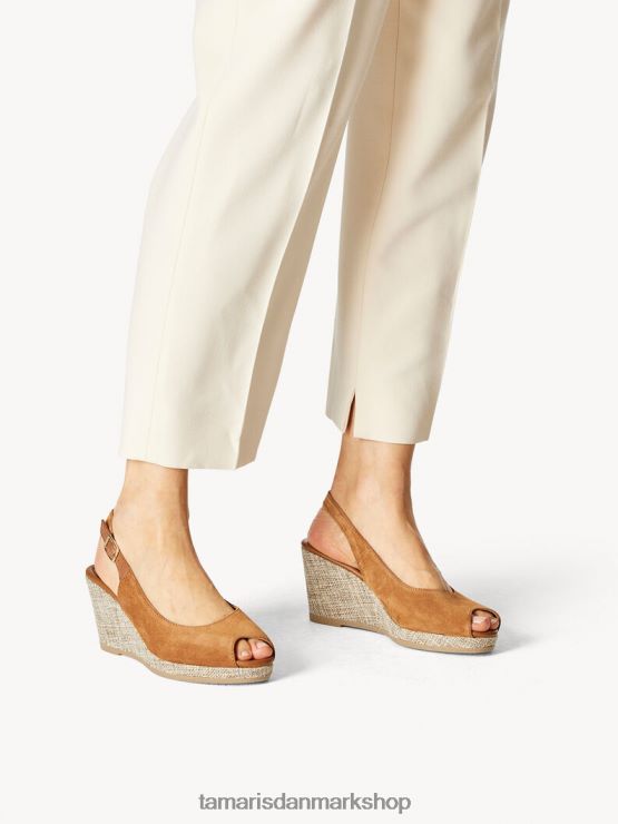 Tamaris Kvinder sandal med læderhælede - brun/cognac XVXV8T824 sko
