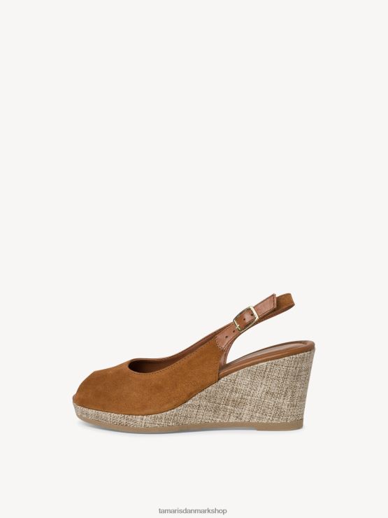 Tamaris Kvinder sandal med læderhælede - brun/cognac XVXV8T824 sko