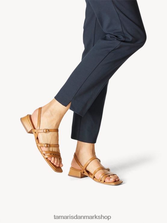 Tamaris Kvinder sandal med læderhælede - brun/kamel XVXV8T472 sko