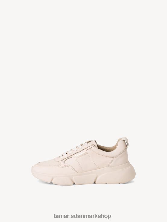 Tamaris Kvinder læder sneaker - beige/elfenben XVXV8T2355 sko