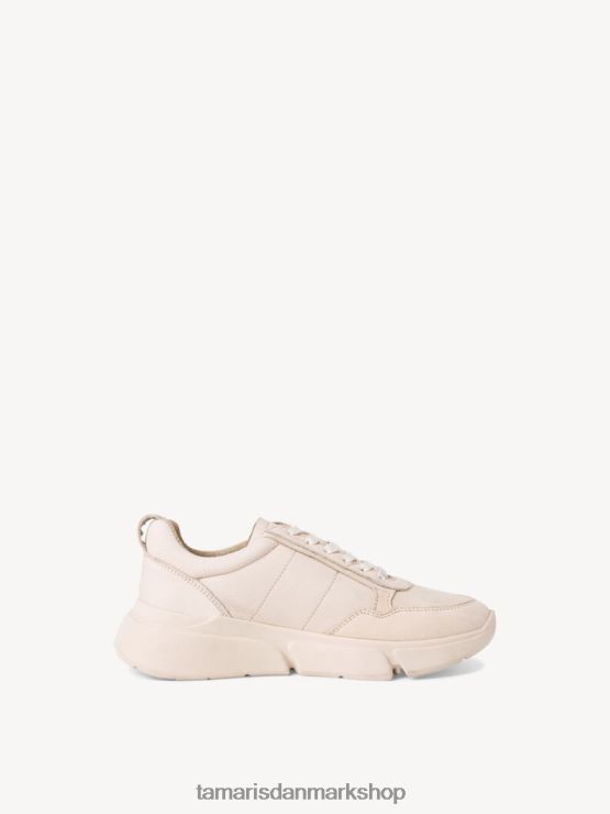 Tamaris Kvinder læder sneaker - beige/elfenben XVXV8T2355 sko