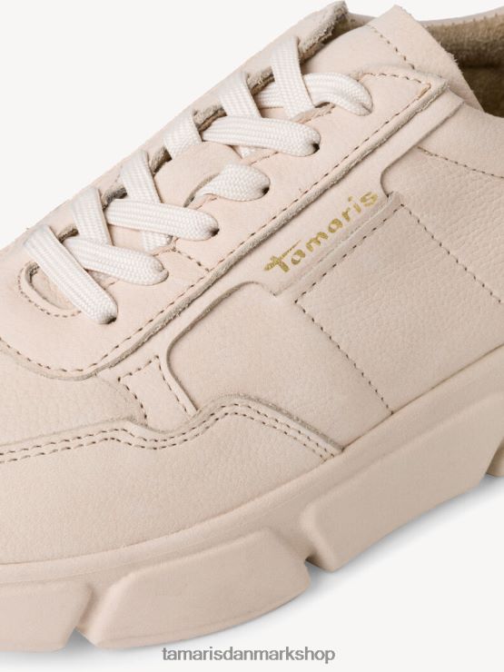 Tamaris Kvinder læder sneaker - beige/elfenben XVXV8T2355 sko