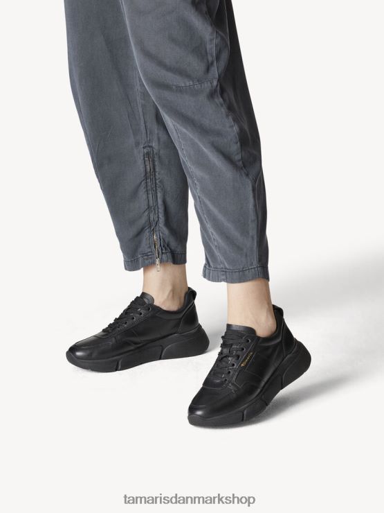 Tamaris Kvinder læder sneaker - sort/blk læder uni XVXV8T2230 sko