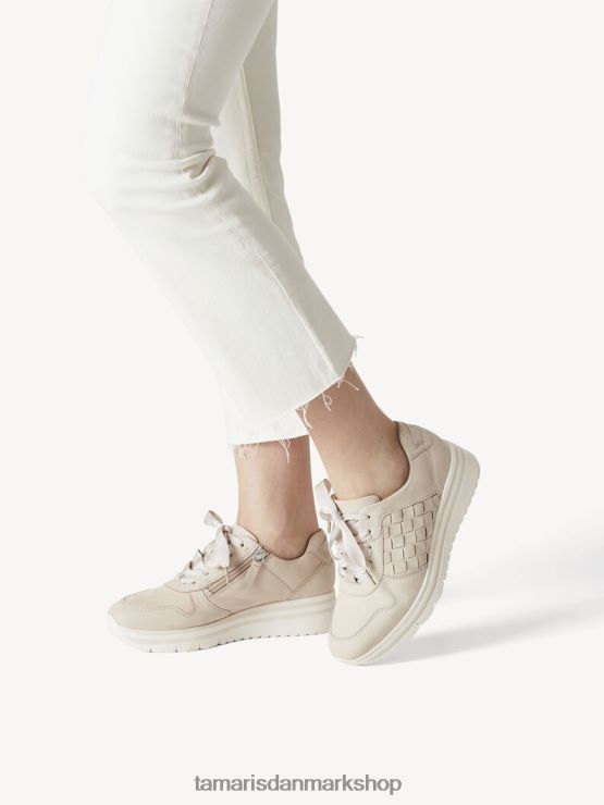 Tamaris Kvinder lædersneaker - beige/elfenben nubuc XVXV8T1910 sko