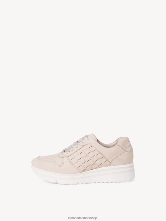 Tamaris Kvinder lædersneaker - beige/elfenben nubuc XVXV8T1910 sko