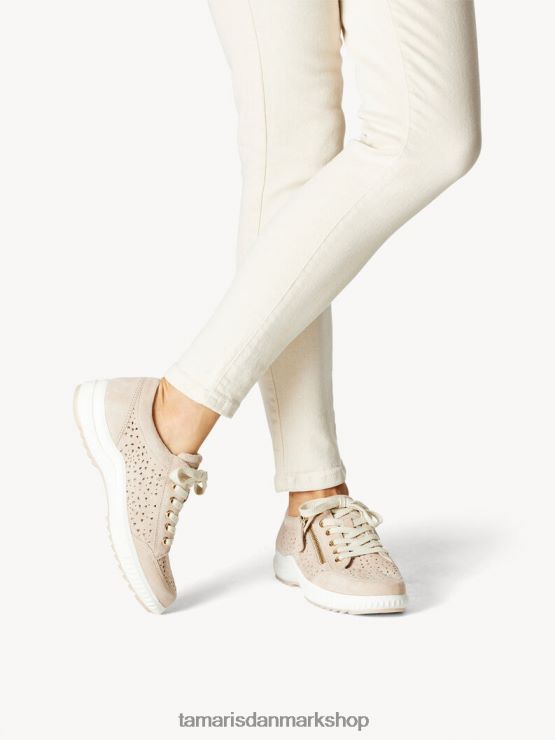 Tamaris Kvinder lædersneaker - beige/sand XVXV8T1056 sko
