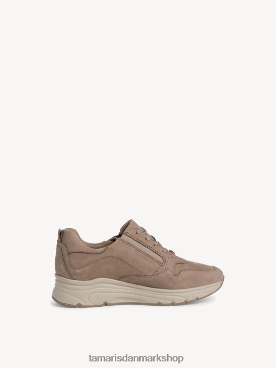 Tamaris Kvinder lædersneaker - beige/taupe nubuc XVXV8T2298 sko