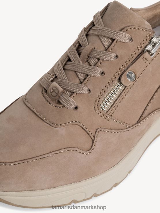 Tamaris Kvinder lædersneaker - beige/taupe nubuc XVXV8T2298 sko