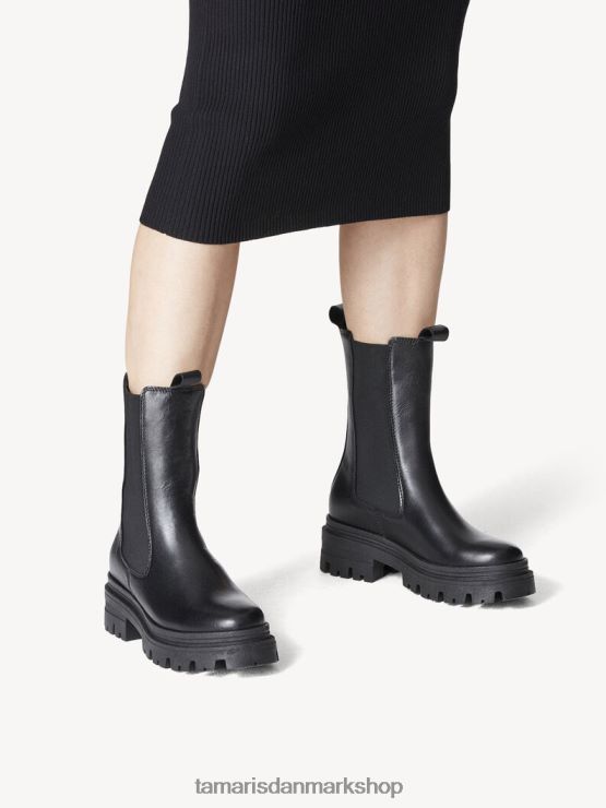 Tamaris Kvinder chelsea læder støvle - sort/sort læder XVXV8T2031 sko