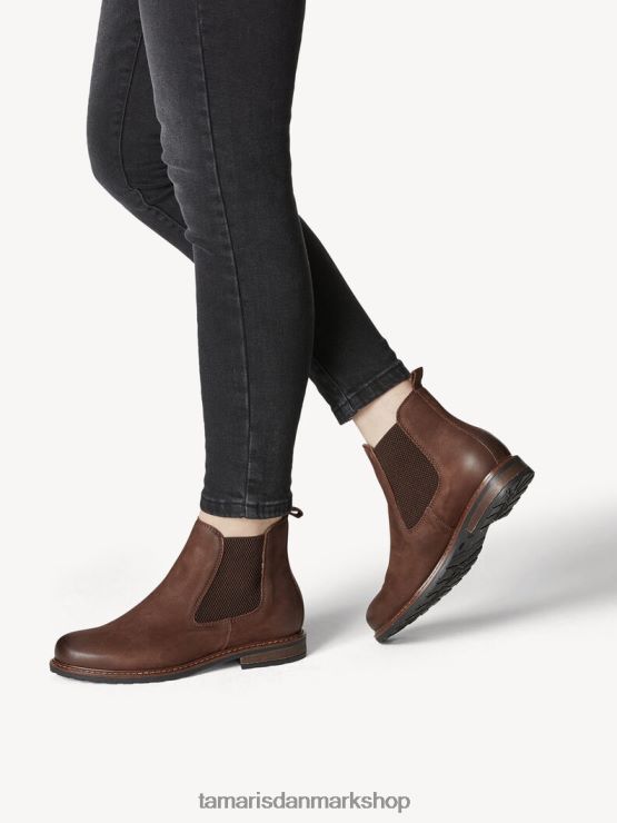 Tamaris Kvinder chelsea støvle i læder - brun/chokolade nub. XVXV8T2001 sko