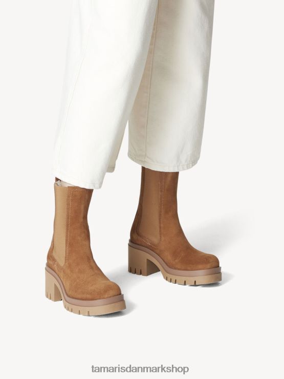 Tamaris Kvinder chelsea støvle i læder - brun/cognac XVXV8T1193 sko