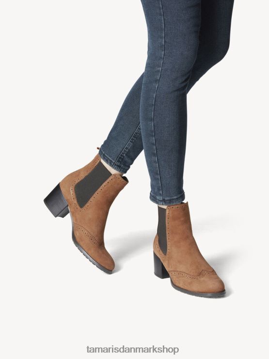 Tamaris Kvinder chelsea støvle i læder - brun/cognac XVXV8T1446 sko