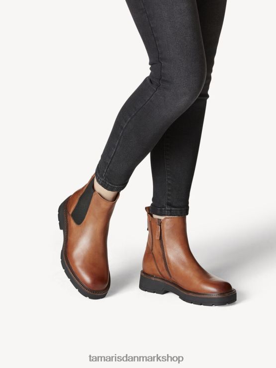 Tamaris Kvinder chelsea støvle i læder - brun/cognac XVXV8T1654 sko
