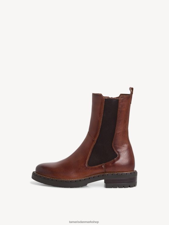 Tamaris Kvinder chelsea støvle i læder - brun/cognac XVXV8T2180 sko