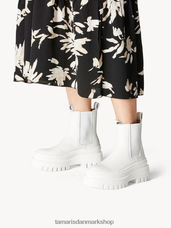 Tamaris Kvinder chelsea støvle i læder - hvid/hvid lea.uni XVXV8T192 sko