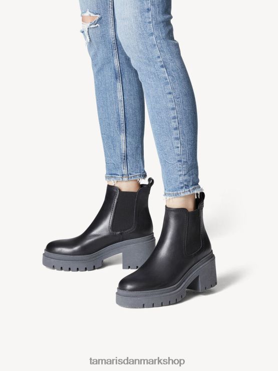 Tamaris Kvinder chelsea støvle i læder - sort XVXV8T1893 sko