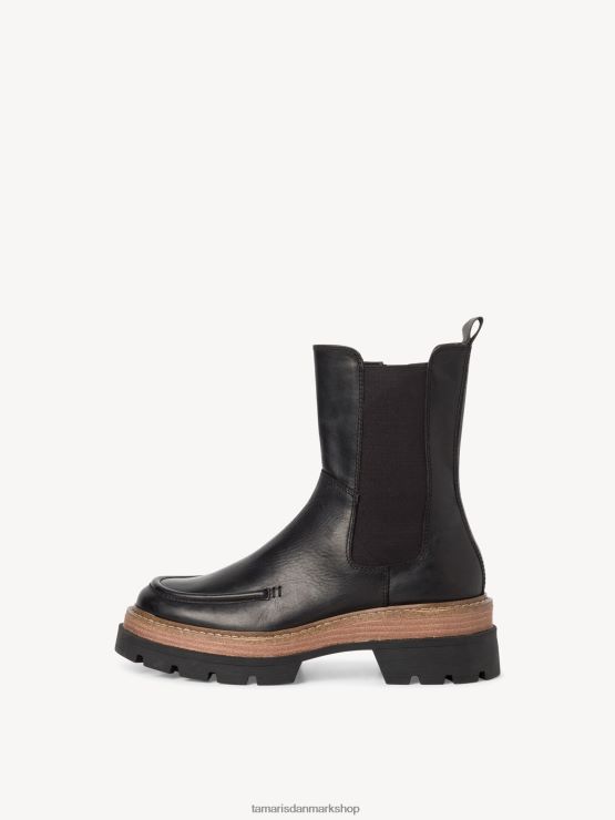 Tamaris Kvinder chelsea støvle i læder - sort XVXV8T889 sko