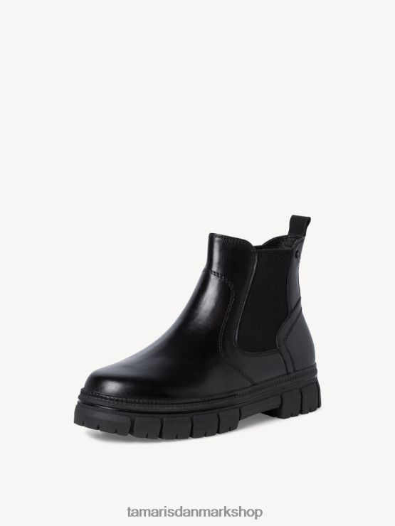 Tamaris Kvinder chelsea støvle i læder - sort/sort nappa XVXV8T1608 sko