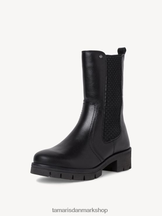 Tamaris Kvinder chelsea støvle i læder - sort/sort nappa XVXV8T1619 sko