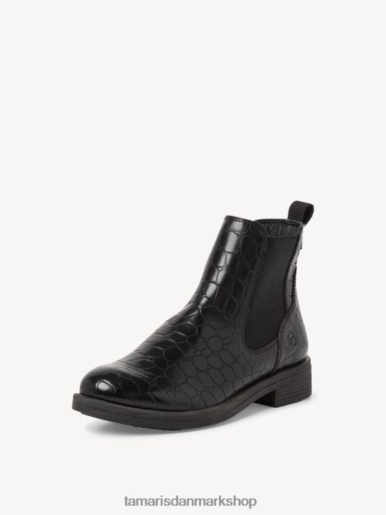 Tamaris Kvinder chelsea støvle - sort/sort croco XVXV8T1992 sko