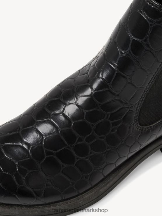 Tamaris Kvinder chelsea støvle - sort/sort croco XVXV8T1992 sko