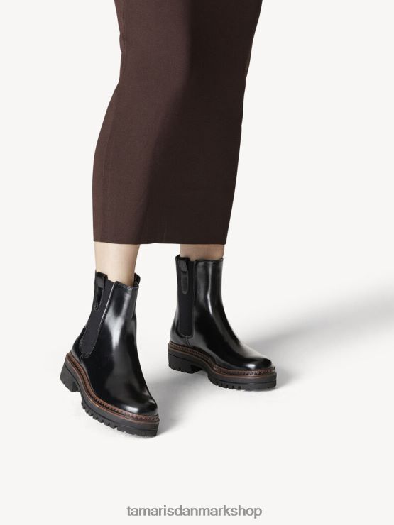 Tamaris Kvinder chelsea støvle - sort/sort skinnende XVXV8T2192 sko