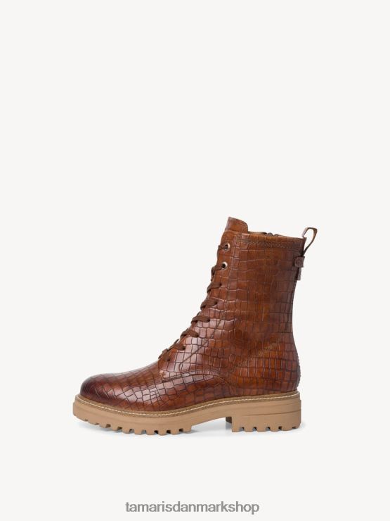 Tamaris Kvinder læderstøvle - brun/cognac croco XVXV8T1744 sko