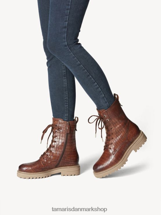 Tamaris Kvinder læderstøvle - brun/cognac croco XVXV8T1744 sko