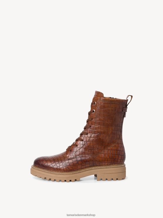 Tamaris Kvinder læderstøvle - brun/cognac croco XVXV8T1744 sko