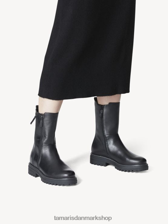 Tamaris Kvinder læderstøvle - sort/sort læder XVXV8T2253 sko