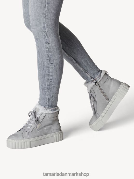 Tamaris Kvinder læderstøvle - sort varmt foer/grå XVXV8T1408 sko