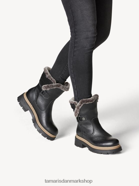 Tamaris Kvinder læderstøvle - sort varmt for/sort læder XVXV8T451 sko