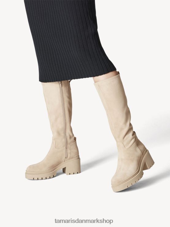 Tamaris Kvinder læderstøvler - beige/cremefarvet ruskind XVXV8T1965 sko