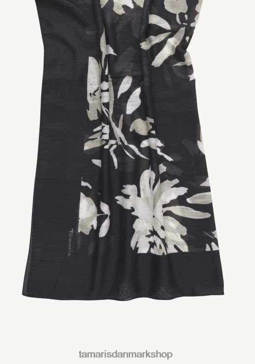 Tamaris Kvinder tørklæde - sort/sort blomst aop XVXV8T2998 tilbehør