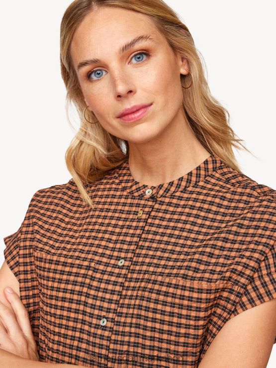 Tamaris Kvinder bluse - brun/pecanbrun ternet XVXV8T2491 tøj