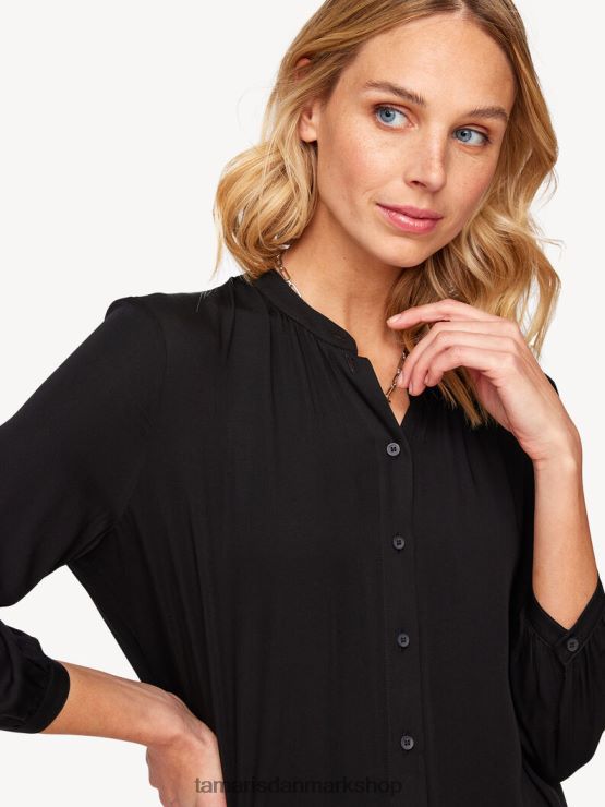 Tamaris Kvinder bluse - sort/sort skønhed XVXV8T2509 tøj