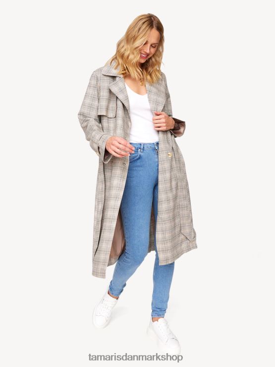 Tamaris Kvinder trenchcoat - beige/moonlight houndstooth ternet XVXV8T2412 tøj