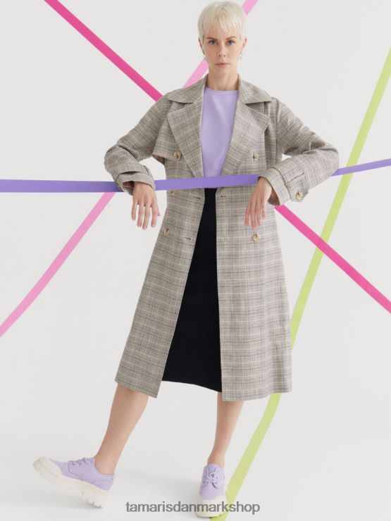 Tamaris Kvinder trenchcoat - beige/moonlight houndstooth ternet XVXV8T2412 tøj