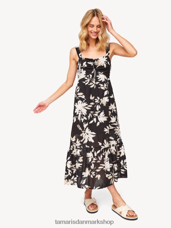 Tamaris Kvinder kjole - sort/sort blomst aop XVXV8T2402 tøj