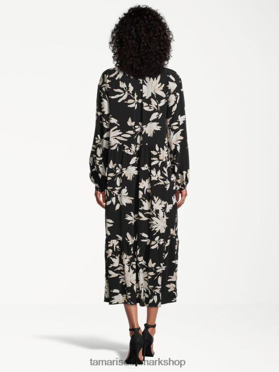 Tamaris Kvinder kjole - sort/sort blomst aop XVXV8T2428 tøj