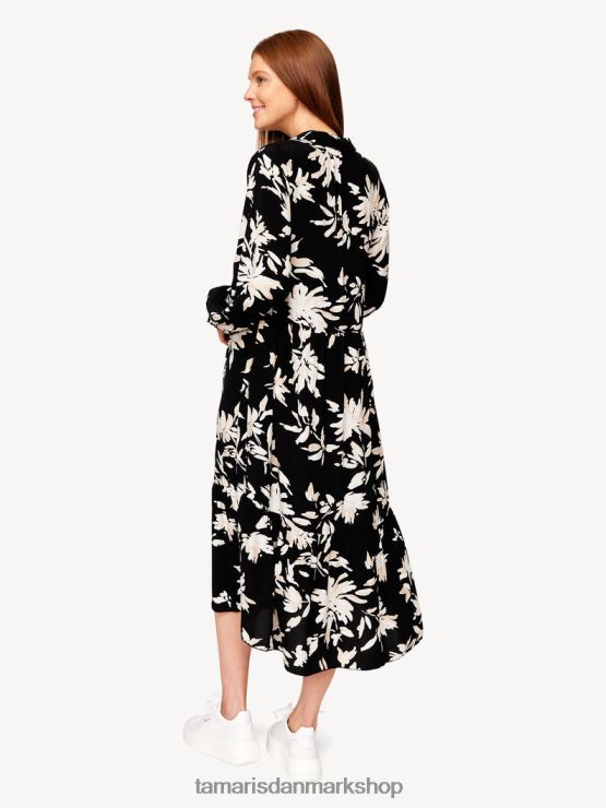 Tamaris Kvinder kjole - sort/sort blomst aop XVXV8T2428 tøj