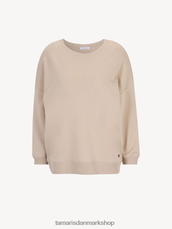 Tamaris Kvinder sweatshirt - beige/måneskin XVXV8T2391 tøj