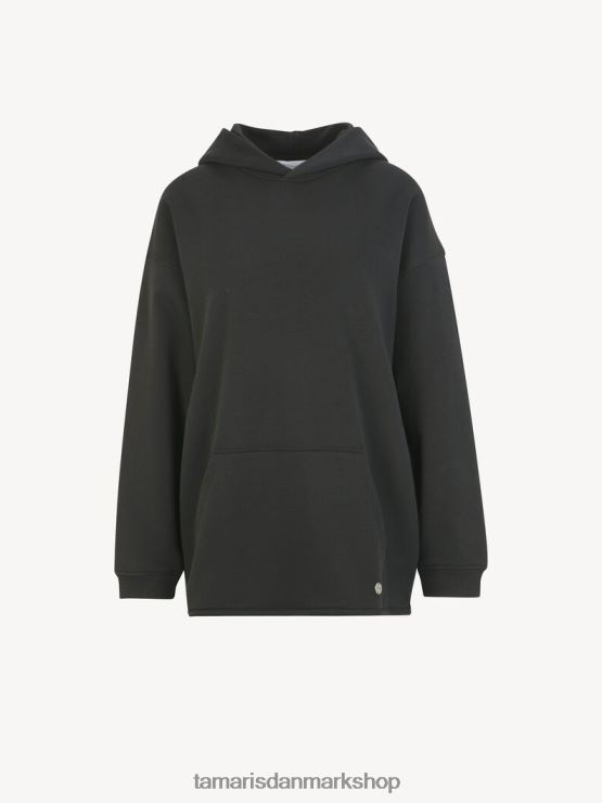 Tamaris Kvinder oversized t-shirt - sort/sort skønhed XVXV8T2394 tøj