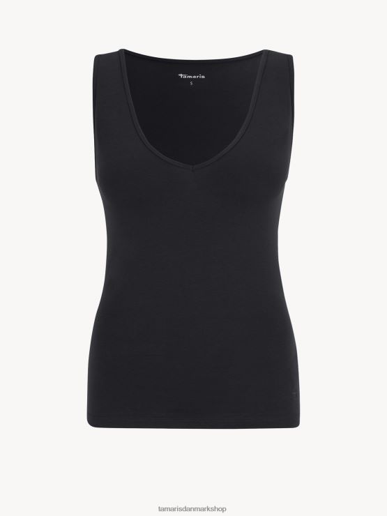 Tamaris Kvinder top - sort/sort skønhed XVXV8T2393 tøj