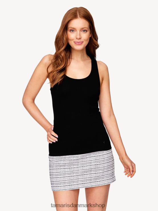 Tamaris Kvinder top - sort/sort skønhed XVXV8T2495 tøj